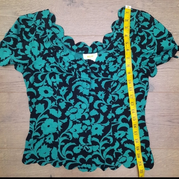 Anthro Maeve Shana Floral Scalloped Top - Picture 7 of 11